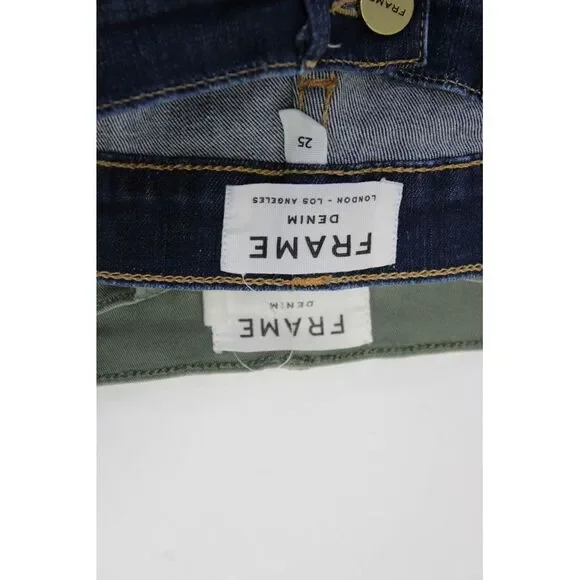 Frame Denim Womens Zippered Skinny Cargo Pants Jeans Green Blue Size 25 26 Lot 2 - Picture 3 of 3